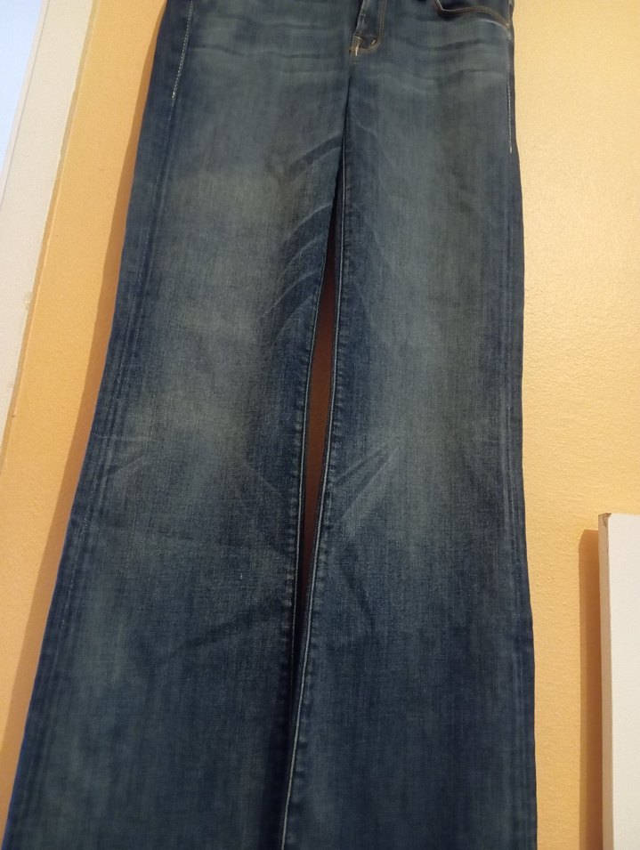 Kadın Lacivert Belli Geniş Paça Kot Pantolon - Görsel 3