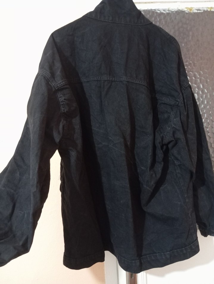 Siyah Düğmeli Kadın Kot Ceket - Görsel 4