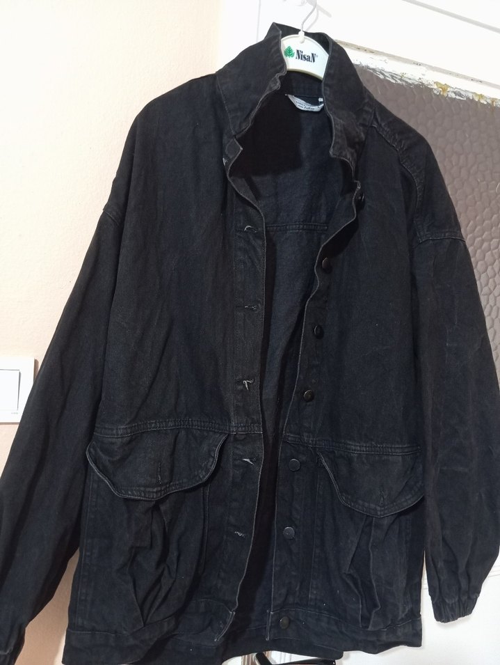 Siyah Düğmeli Kadın Kot Ceket - Görsel 2