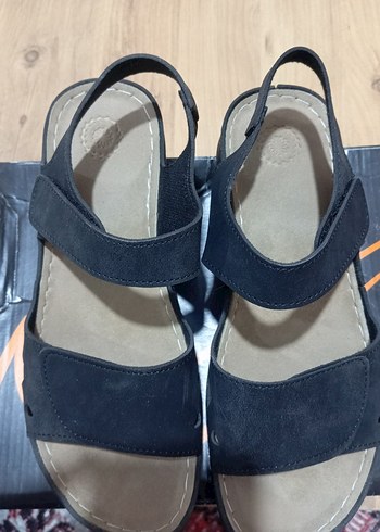 Siyah Süet Dolgu Topuklu Kadın Sandalet - Görsel 4