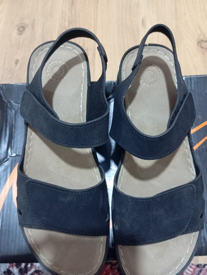 Siyah Süet Dolgu Topuklu Kadın Sandalet - Görsel 4