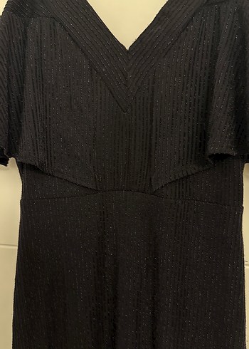 Siyah Uzun V Yaka Drapeli Kadın balık abiye elbise - Görsel 4