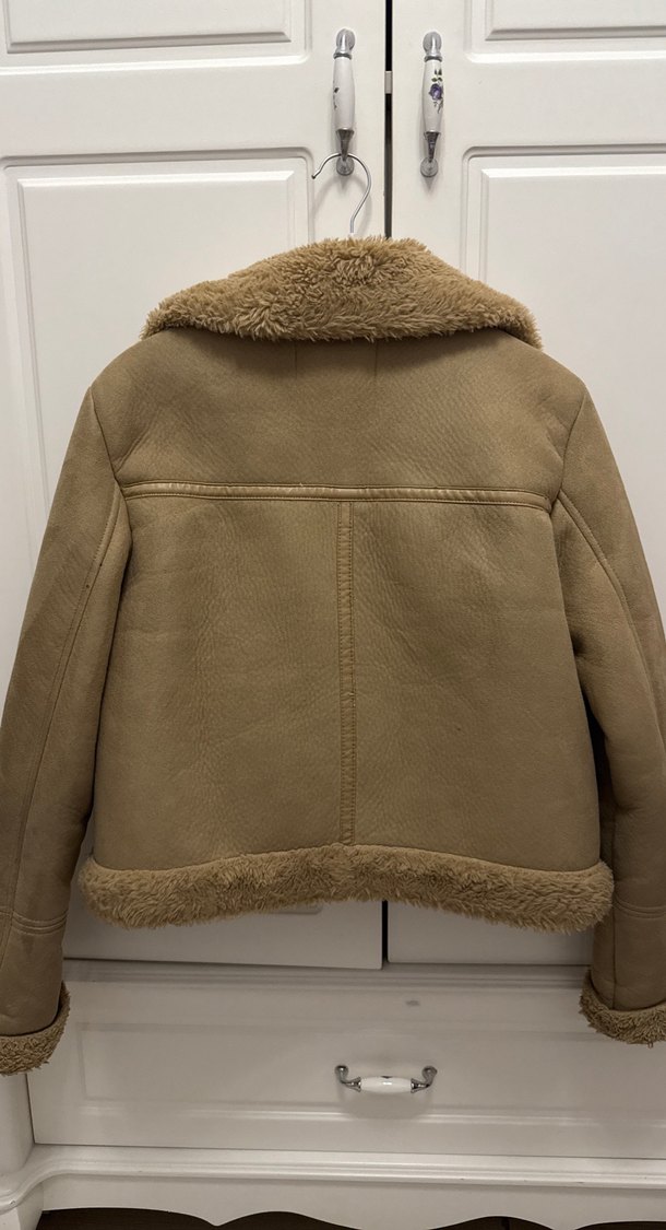 Bej Süet Kadın Kürklü Ceket - Görsel 3