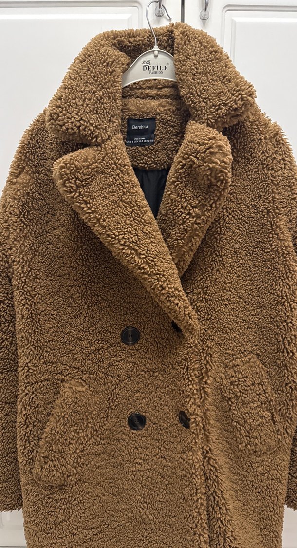 Kahverengi Peluş Kadın Kaban - Görsel 2