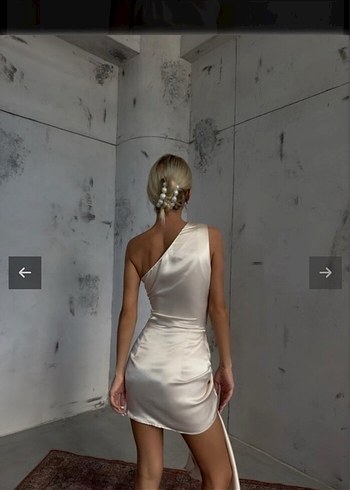 Bej elbise saten - Görsel 4