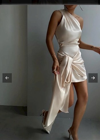 Bej elbise saten - Görsel 2
