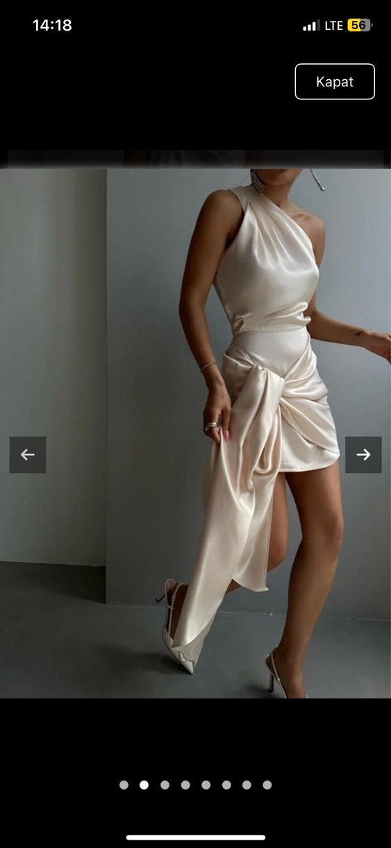 Bej elbise saten - Görsel 2