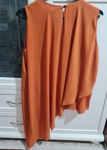 Drapeli Kahverengi Midi Kadın Bluz - Görsel 3