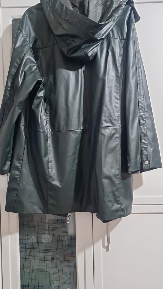 Yeşil Parlak Deri Kadın deri kaban m l xl uyumludur - Görsel 5