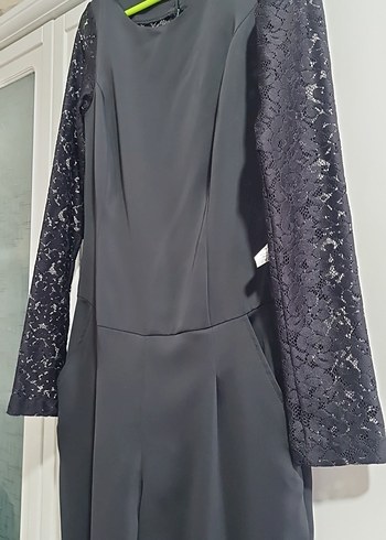 Dantel Detaylı Siyah Uzun Kollu Tulum - Görsel 2