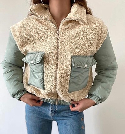 Kurk detayli bomber ceket