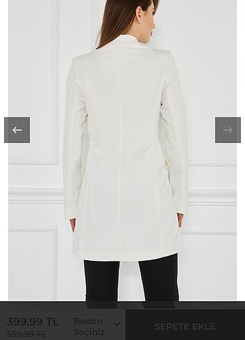 Tiffany&Tomato şal yaka atlas ceket-ekru - Görsel 5