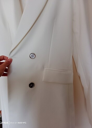 Tiffany&Tomato şal yaka atlas ceket-ekru - Görsel 7
