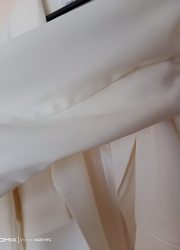 Tiffany&Tomato şal yaka atlas ceket-ekru - Görsel 10