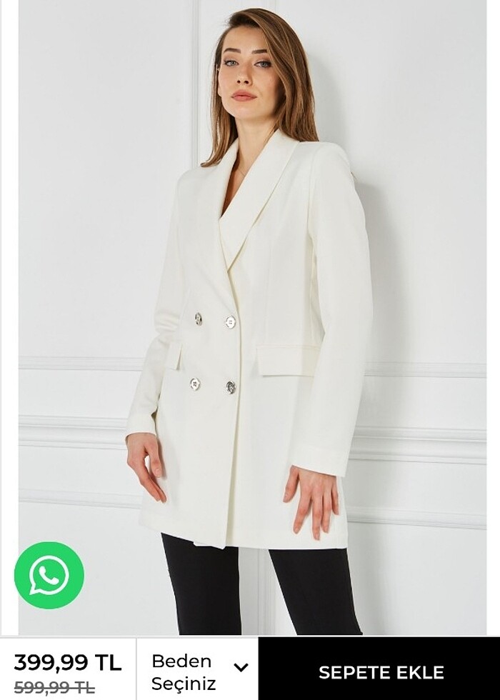 Tiffany&Tomato şal yaka atlas ceket-ekru - Görsel 2