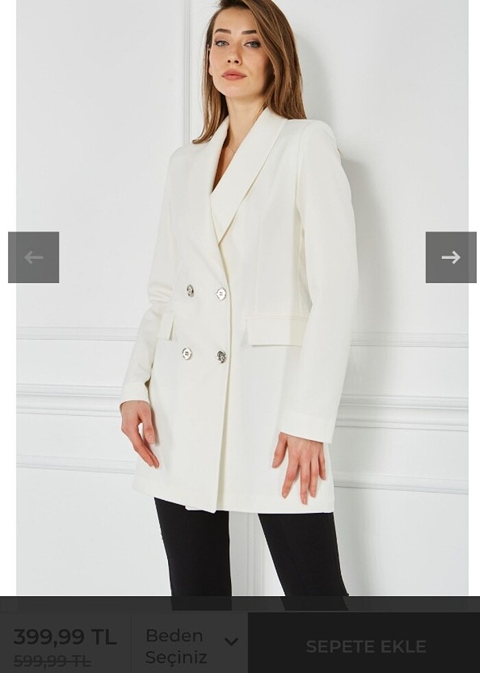 Tiffany&Tomato şal yaka atlas ceket-ekru - Görsel 3