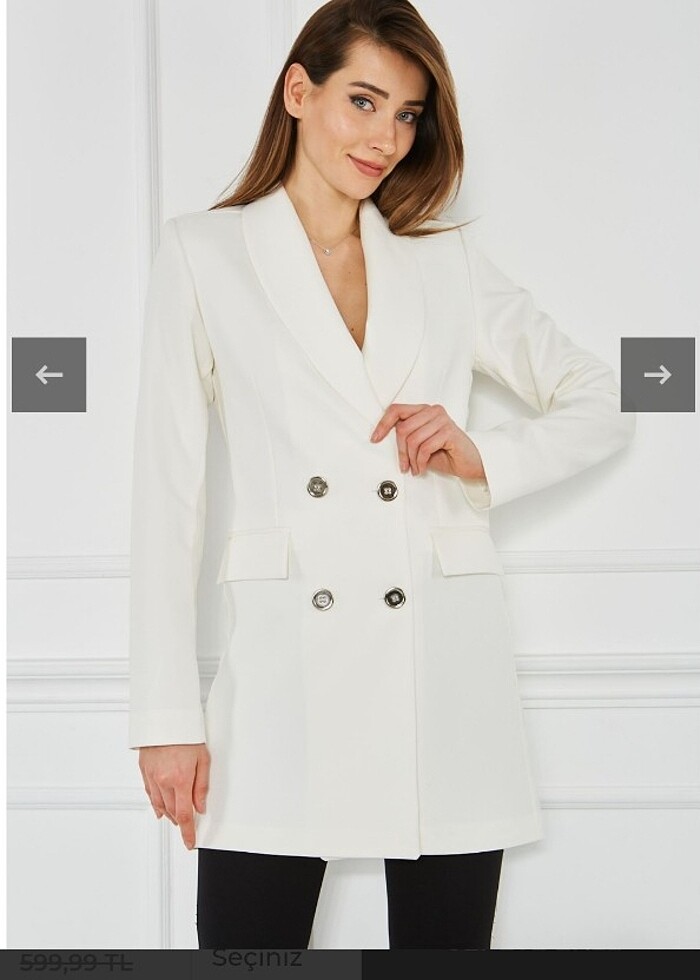 Tiffany&Tomato şal yaka atlas ceket-ekru - Görsel 4