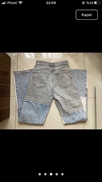 xs Beden mavi Renk Bershka blok renkli jean