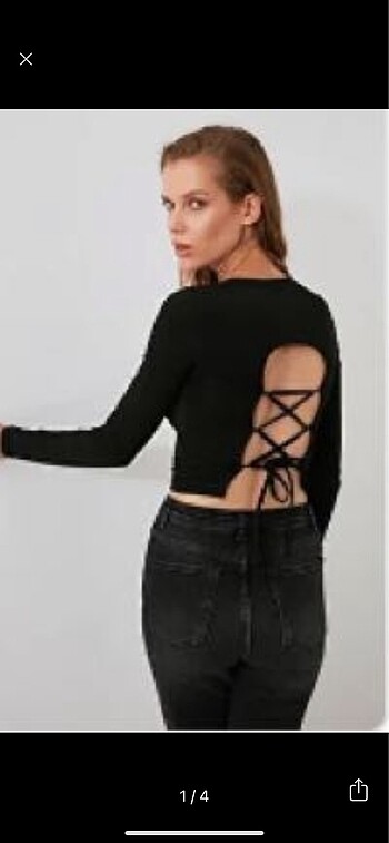 xs Beden siyah Renk Trendyolmilla sırt dekolteli crop