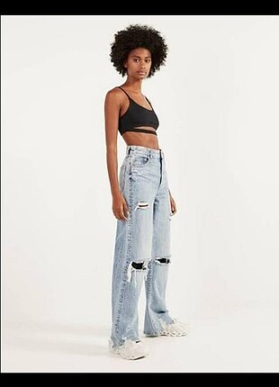 bershka yırtık bol mom jeans