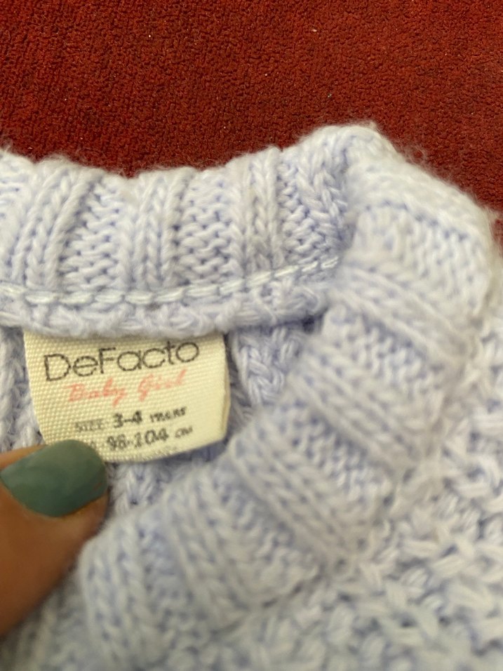 Defacto Kız Çocuk Triko Renkli Uzun Kollu Kazak - Görsel 3