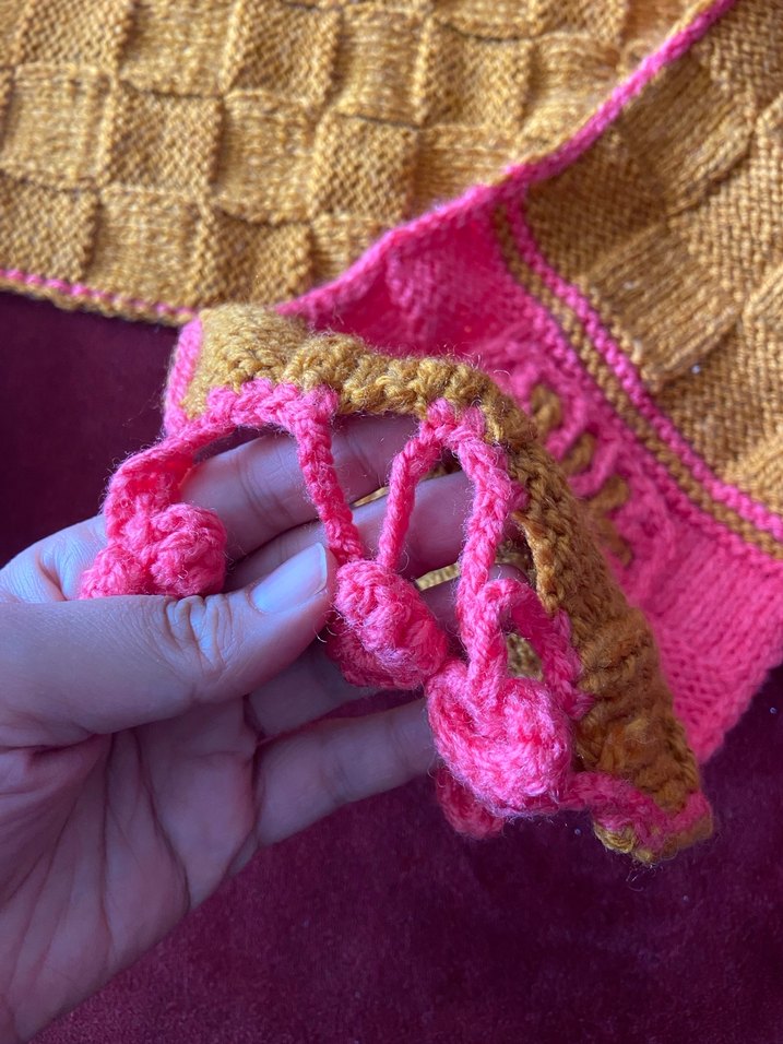 Renkli Nakışlı Çocuk Bohem Kapşonlu Atkı - Görsel 3