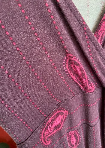 Uzun Mor Desenli vintage elbise midi boy - Görsel 6