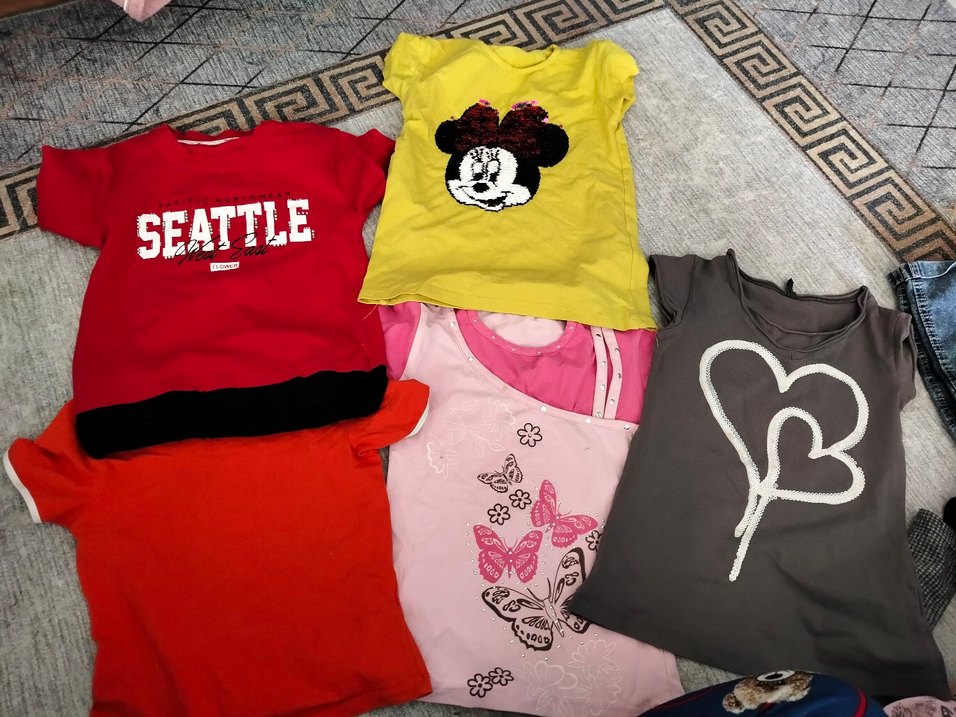 Kız Çocuk Kırmızı Baskılı Kısa Kollu Tişört - Görsel 2