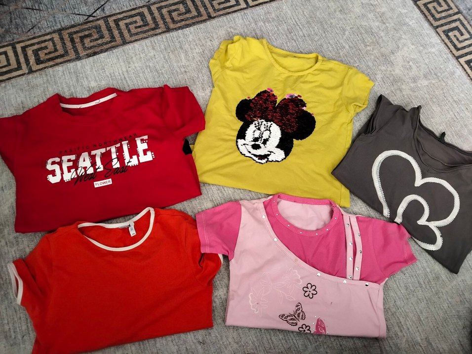 Kız Çocuk Kırmızı Baskılı Kısa Kollu Tişört - Görsel 3