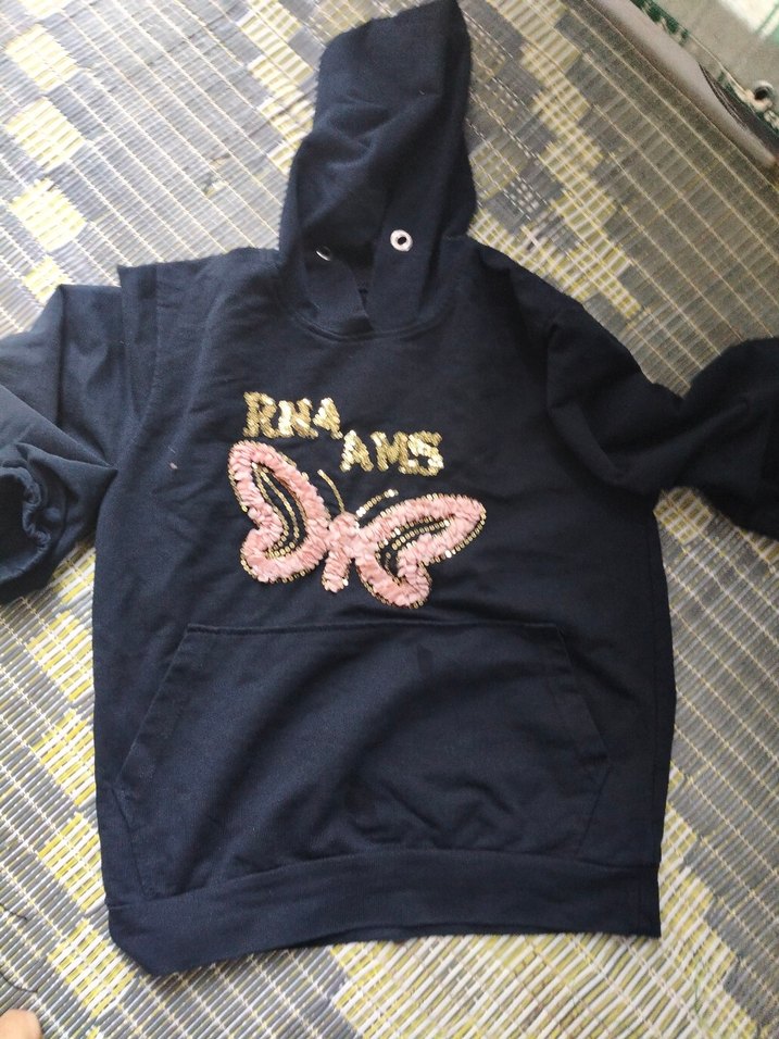 Nakış İşlemeli Düğmeli Koyu Mavi Kız Kot Pantolon - Görsel 3