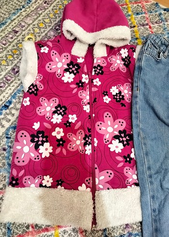 Kız Çocuk Düğmeli Bol Kesim Denim Pantolon - Görsel 2