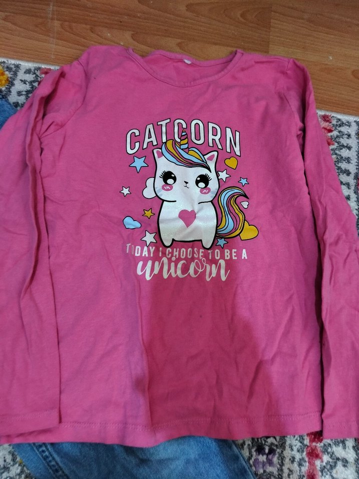 Kız Çocuk Düğmeli Bol Kesim Denim Pantolon - Görsel 3