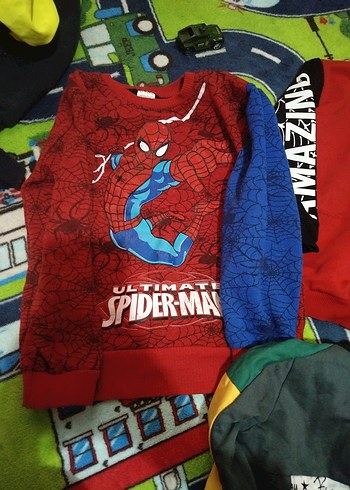 Erkek Çocuk Kırmızı Baskılı Sweatshirt 3.4yas - Görsel 2