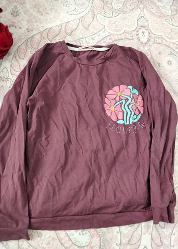 Kız Çocuk Kahverengi Baskılı Sweatshirt - Görsel 3