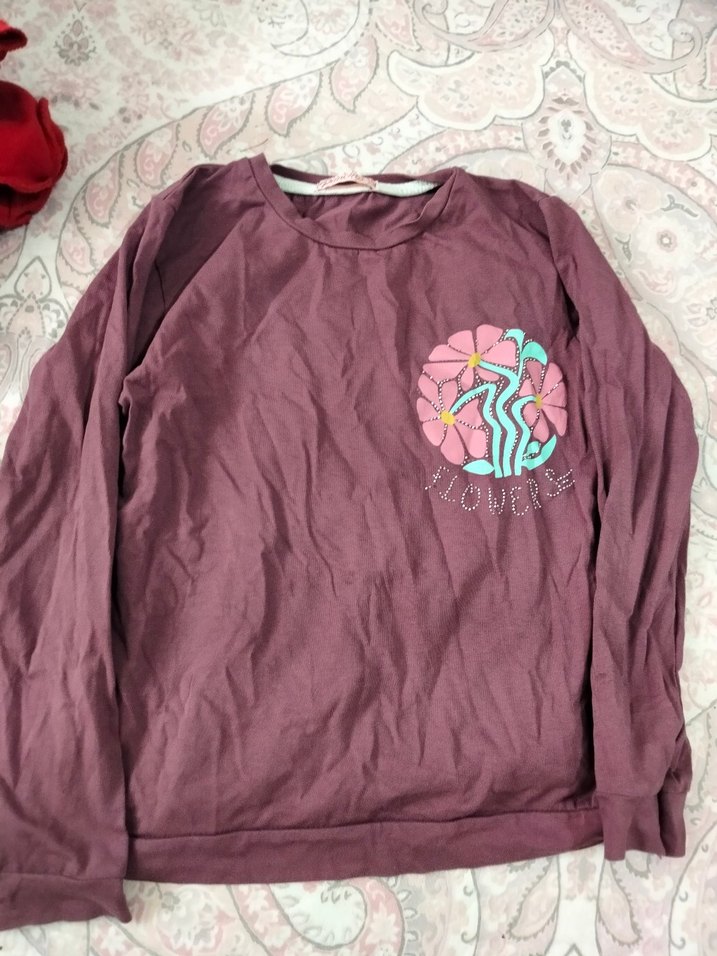 Kız Çocuk Kahverengi Baskılı Sweatshirt - Görsel 3