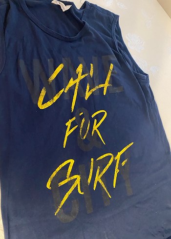 Kız Çocuk Mavi Baskılı Askısız Tişört - Görsel 4