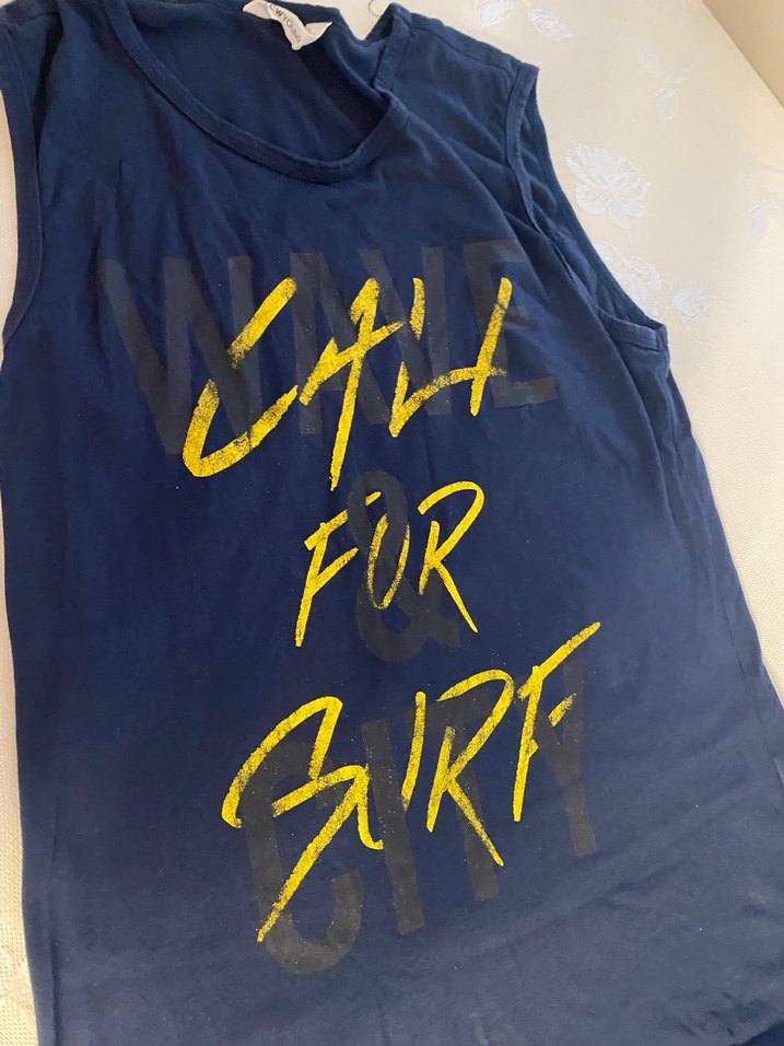 Kız Çocuk Mavi Baskılı Askısız Tişört - Görsel 4