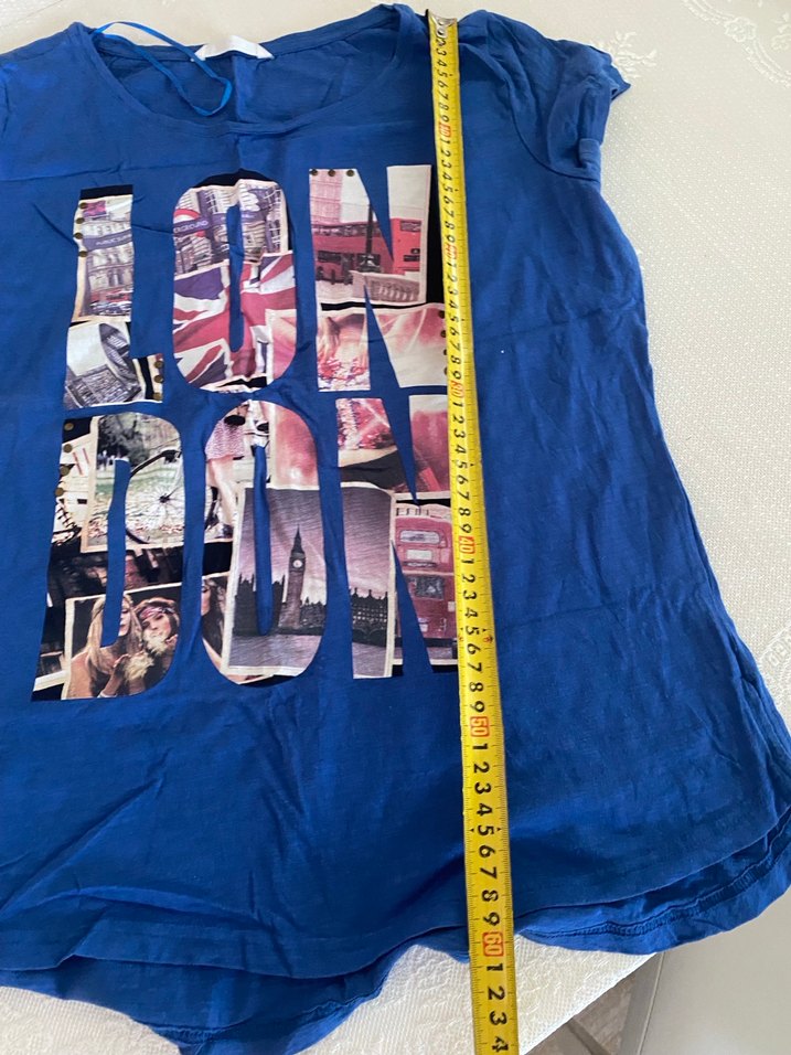 Mavi Baskılı Hamile Tişörtü - Görsel 2