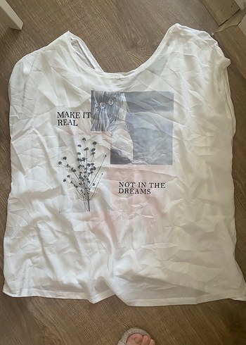 Baskılı Beyaz Hamile T-shirt, Kısa Kollu, Salaş - Görsel 2