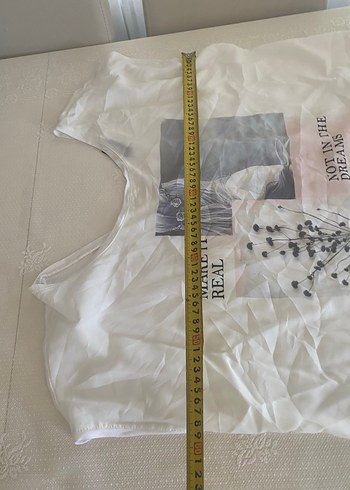 Baskılı Beyaz Hamile T-shirt, Kısa Kollu, Salaş - Görsel 5