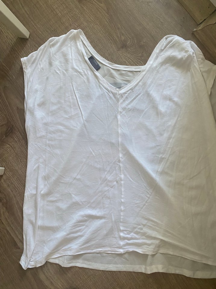 Baskılı Beyaz Hamile T-shirt, Kısa Kollu, Salaş - Görsel 3