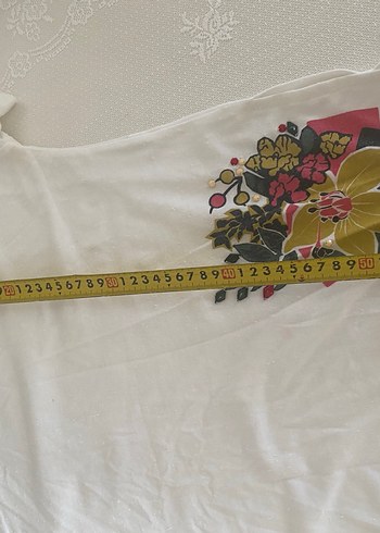 Beyaz Bohem Baskılı Hamile Tişörtü mavi marka - Görsel 2