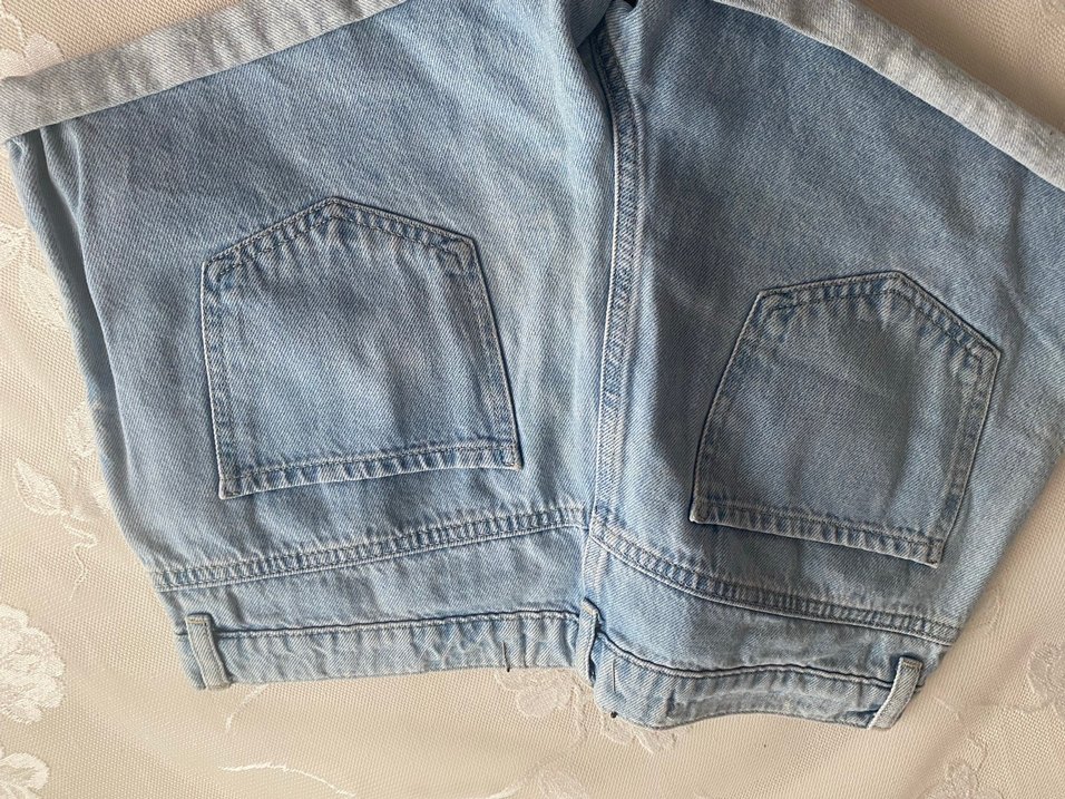 Kadın Gri Mavi Bol Kesim Mini Denim Şort LCW - Görsel 5