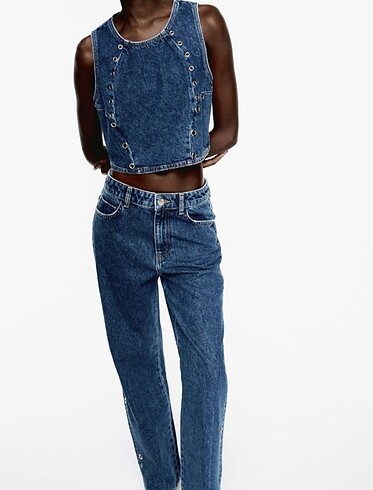 Zara Etiketli Denim Crop