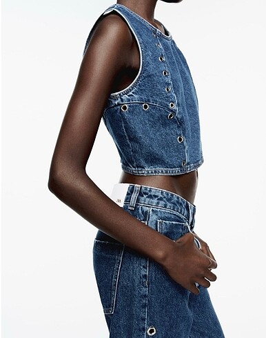 m Beden Zara Etiketli Denim Crop
