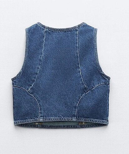 m Beden lacivert Renk Zara Etiketli Denim Crop