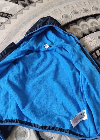 Decathlon marka Kapüşonlu unisex Çocuk Mavi Fermuarlı yağmurluk - Görsel 3