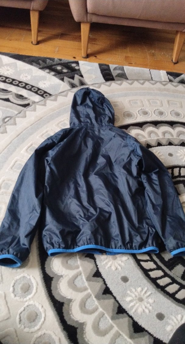 Decathlon marka Kapüşonlu unisex Çocuk Mavi Fermuarlı yağmurluk - Görsel 5