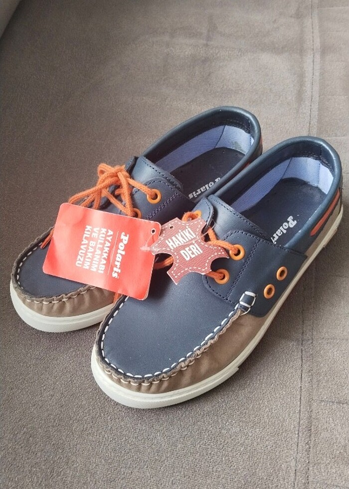 Polaris hakiki deri çocuk ayakkabı sıfır ürün  - Görsel 4