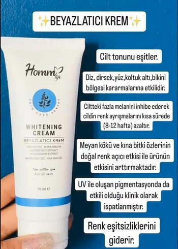 Homm Life Beyazlatıcı Vücut Kremi 75 ml - Görsel 2